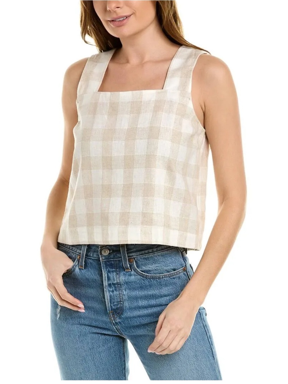 Madewell Linen-Blend Sunside Button-Back Top size 10